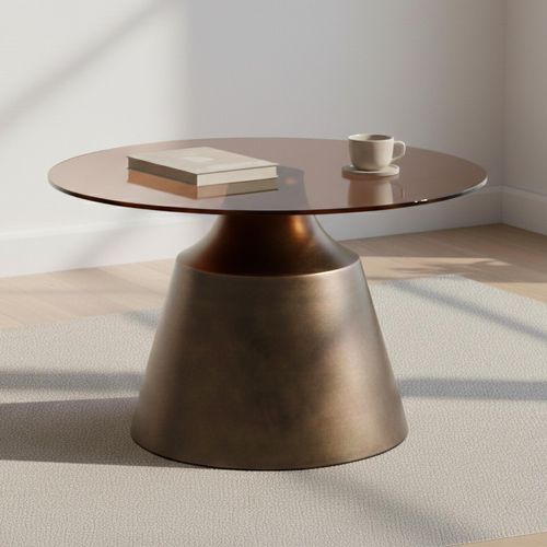 Dunsley Coffee Table - Round - Brown Glass