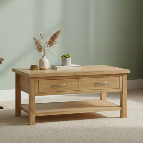 New Trinity Coffee Table - 2 Drawer - Natural Oak