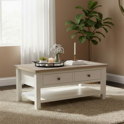 Modern Storage Coffee Table - White Painted