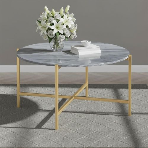 Marmora Coffee Table - Round - Grey Marble & Gold