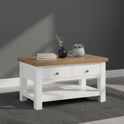 Lundy Coffee Table - 2 Drawer - White Painted