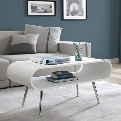 Auckland Coffee Table - White and Chrome - JF721