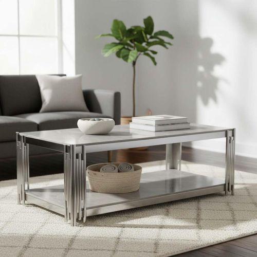 Belini Coffee Table  Grey Sintered Stone and Chrome