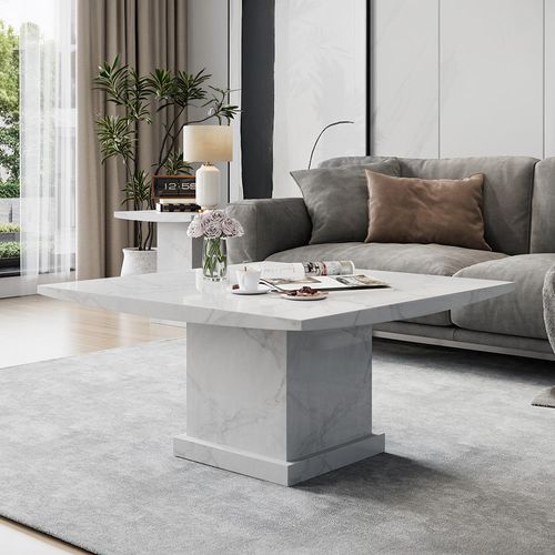 Turin Coffee Table - Square - White Marble