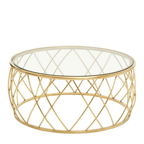 Ackley Coffee Table - Round - Clear Glass - Gold Legs