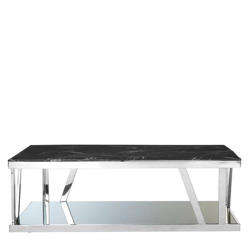 Ackley Coffee Table - Black Marble - Silver Legs