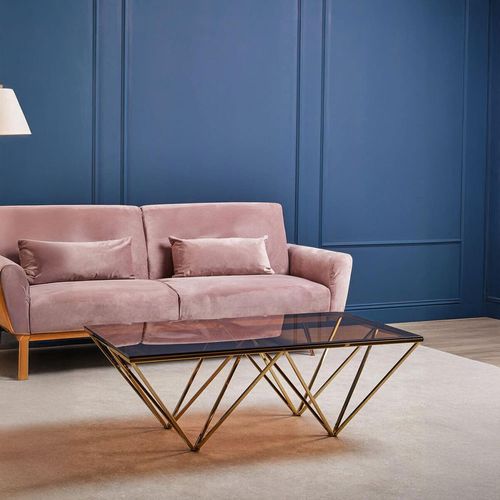 Allure Coffee Table - Clear Glass - Champagne Triangular Base