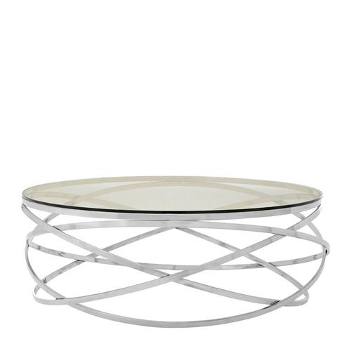Allure Coffee Table - Round - Clear Glass - Silver Swirl Base
