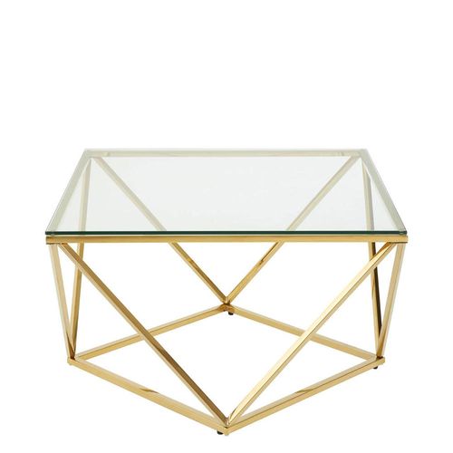 Allure Coffee Table - Square - Clear Glass - Gold Twisted Base