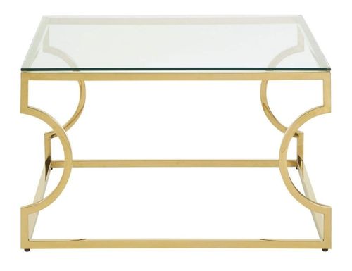 Allure Coffee Table - Glass - Gold Curved Base