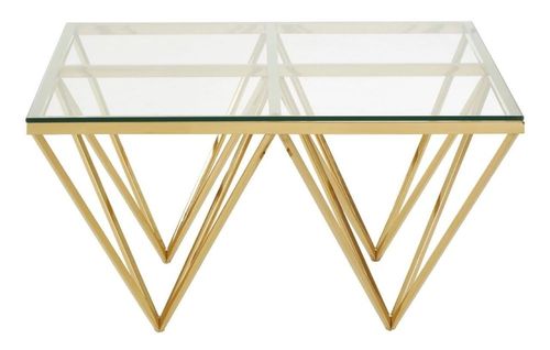 Allure Coffee Table - Glass - Gold Spike Base