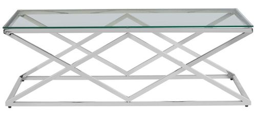 Allure Coffee Table - Glass - Silver Inverted Prism Base