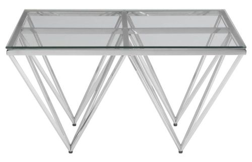 Allure Coffee Table - Glass - Silver Spike Base