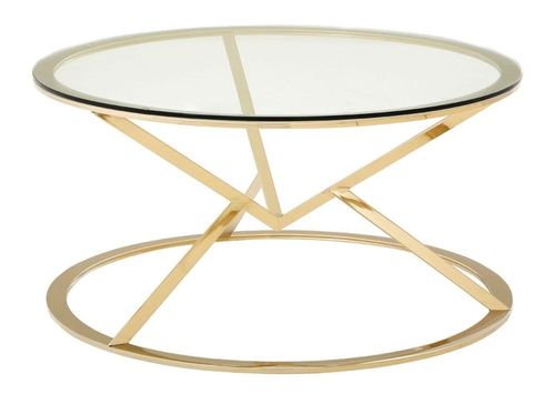 Allure Coffee Table - Round - Glass - Champagne Gold Corseted Base