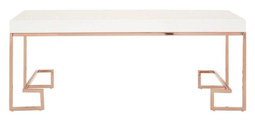 Allure Coffee Table - White Gloss - Rose Gold Angled Legs