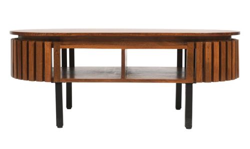 Amber Slatted Mango Wood Oval Coffee Table