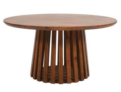 Amber Slatted Mango Wood Round Coffee Table