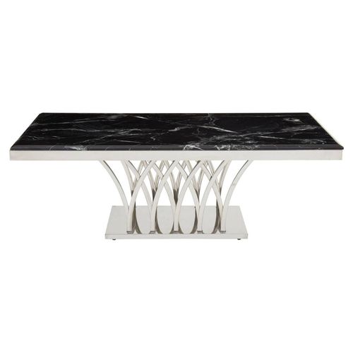 Arenza Coffee Table - Black Marble with Silver Base