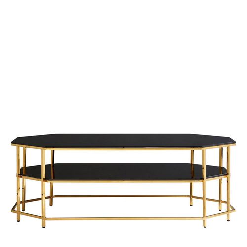 Arezzo Coffee Table - Black Glass and Gold Metal