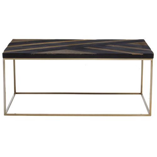 Aris Coffee Table - Black Acacia Wood with Gold Base