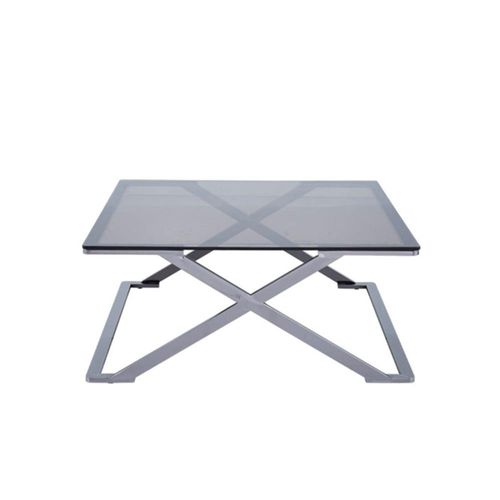 Axel Coffee Table - Square - Grey Smoke Glass and Metal