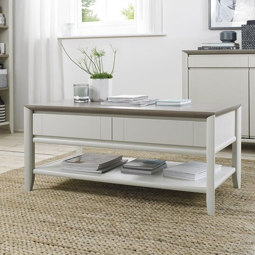 Bergen Grey Washed Oak & Soft Grey Coffee Table - Drawer
