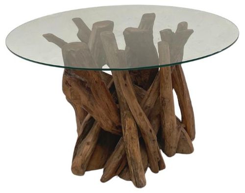 Branchwood Round Coffee Table - Glass Top