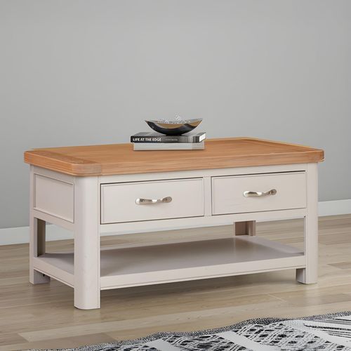 Clarion Coffee Table - 2 Drawer - Oak and Grey