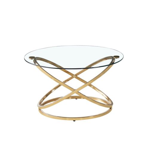 Rizzo Coffee Table - Round - Clear Glass and Gold Metal