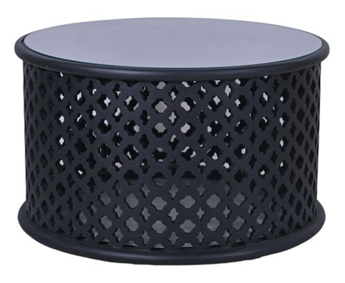 Clearance - Jaipur Lattice Black Mango Wood Round Coffee Table - Brand New Item