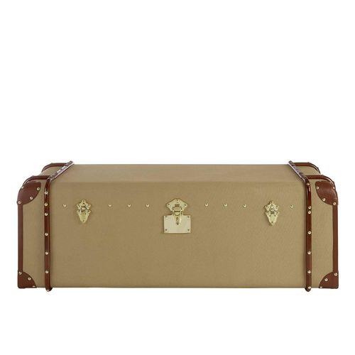 Columbus Coffee Table - Canvas Storage with Leather Trim