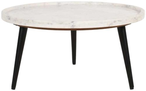Fluted White Marble Round Coffee Table