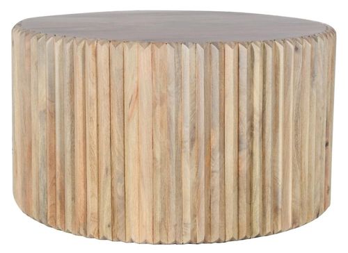 Hanover Ribbed Carved Mango Wood Round Coffee Table