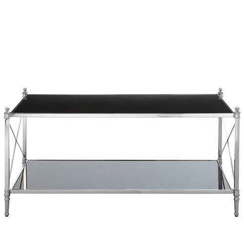 Hoffmann Coffee Table - Black Glass with Silver Metal