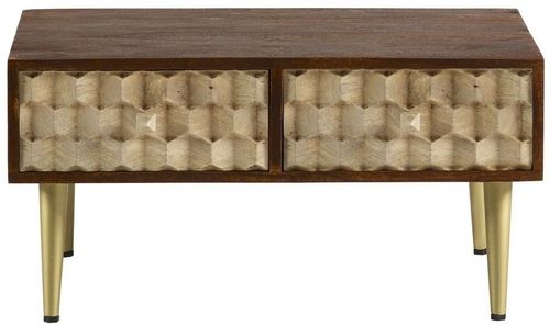 Imphal Mango Wood Geomatric 2 Drawer Coffee Table