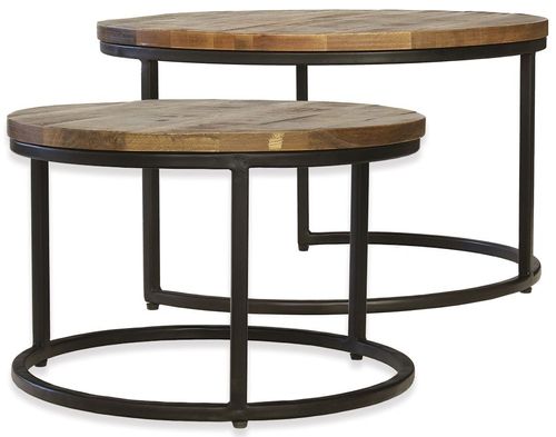 Industrial Mango Wood 2 Tier Coffee Tables