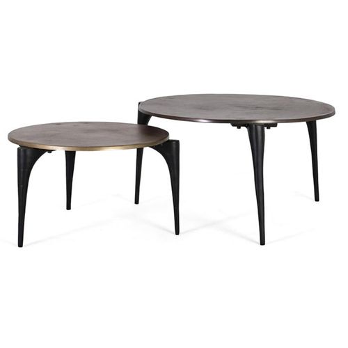 Kaboni Coffee Table - Bronze and Gold Metal - Round - Set of 2