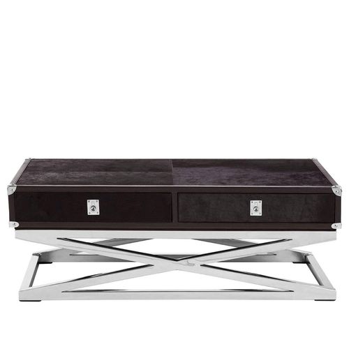 Kensington Townhouse Coffee Table - 2 Drawer - Black Faux Fur