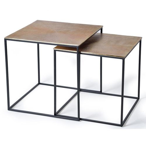 Kingalamila Coffee Table - Bronze Metal - Square - Set of 2