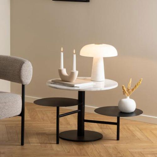 Lahti Coffee Table - 3 Tier - Round - White Marble