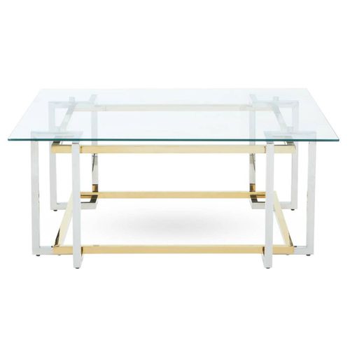Layne Coffee Table - Glass with Chrome Base