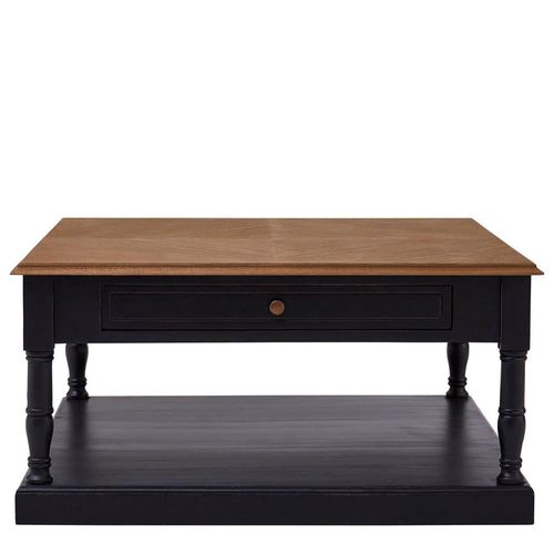 Loire Coffee Table - 1 Drawer - Square - Black and Oak