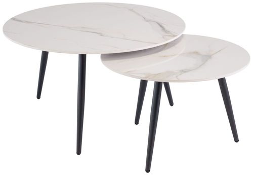 Luna Kass Marble Effect Round Coffee Table - Set of 2
