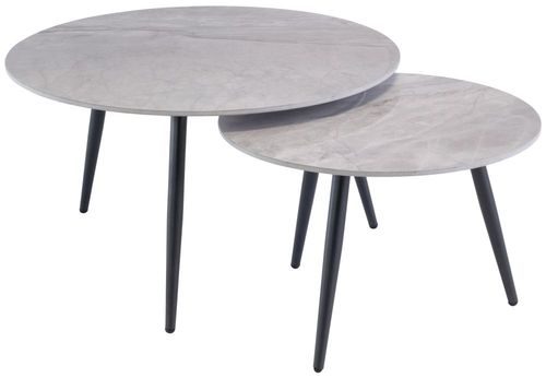 Luna Rebecca Grey Sintered Stone Round Coffee Table - Set of 2