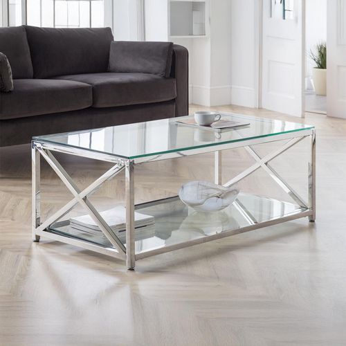 Miami Coffee Table - 120cm - Glass and Chrome
