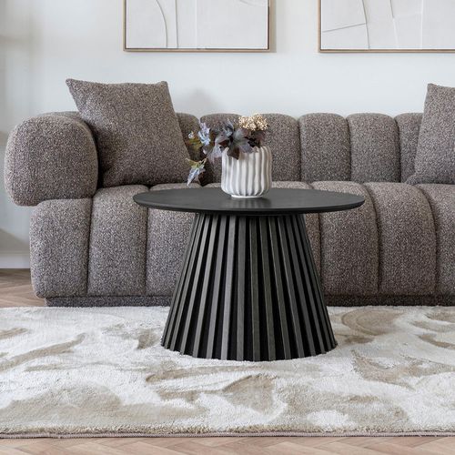 Osaka Round Coffee Table - Slatted Base - Black