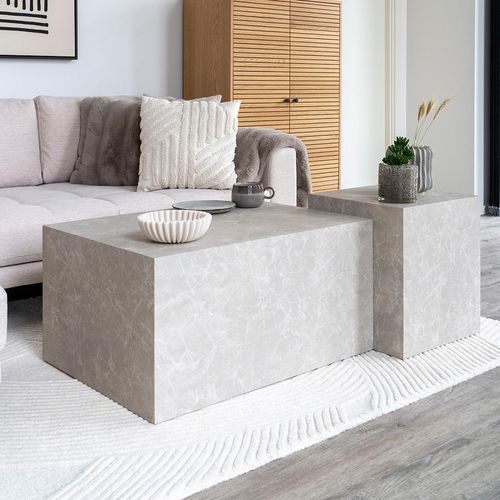 Prague Coffee Table - Beige Marble Effect