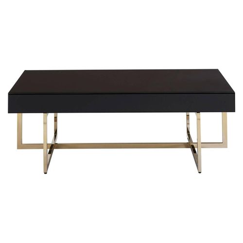 Ragusa Coffee Table - Black Glass with Gold Legs