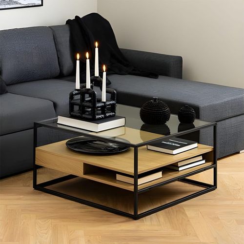 Randolf Coffee Table - Clear Glass and Black
