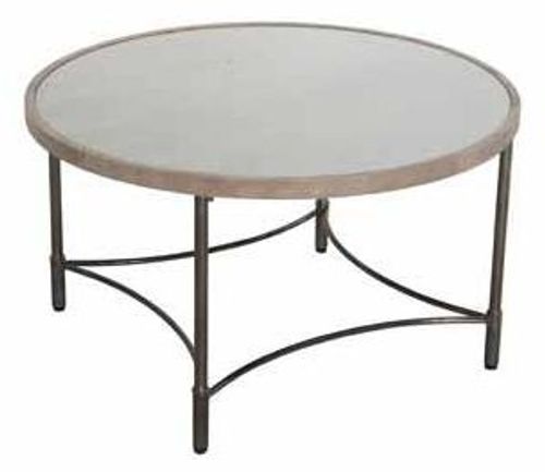 Round Mango Wood Coffee Table with Metal Base